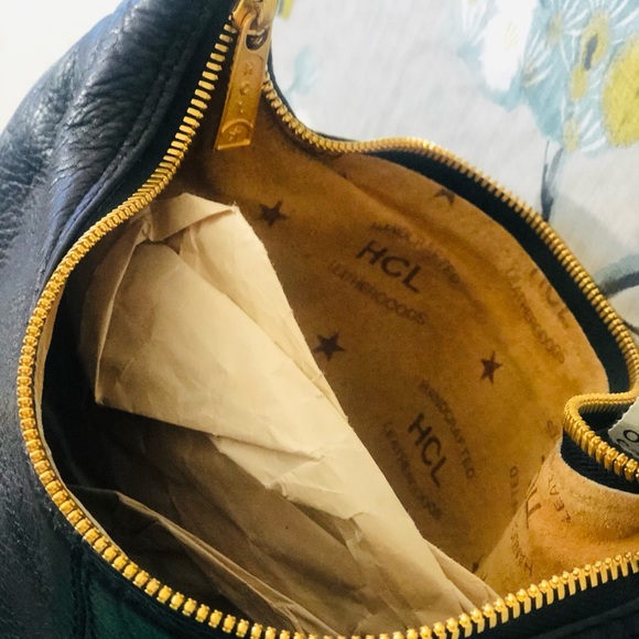 BRAND NEW VINTAGE HCL Germany Handcrafted Leather Shoulder Bag Black. - Picture 9 of 14